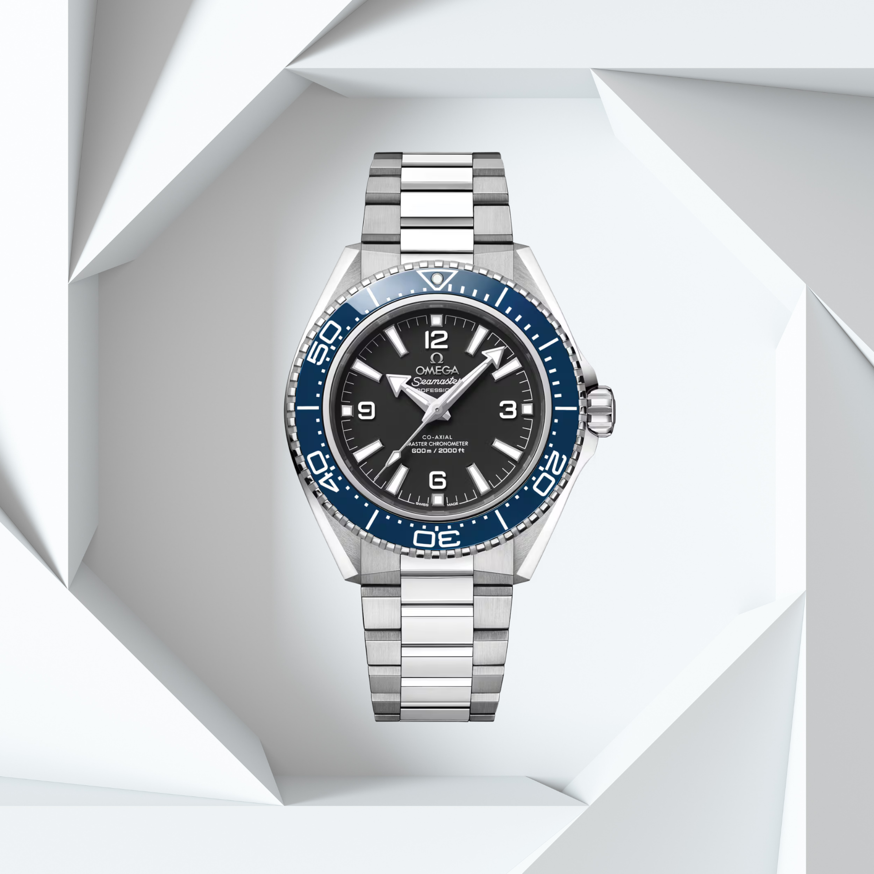 OMEGA Seamaster Planet Ocean 600M 42 mm, 217.30.42.21.01.002, black dial, blue bezel, steel bracelet
