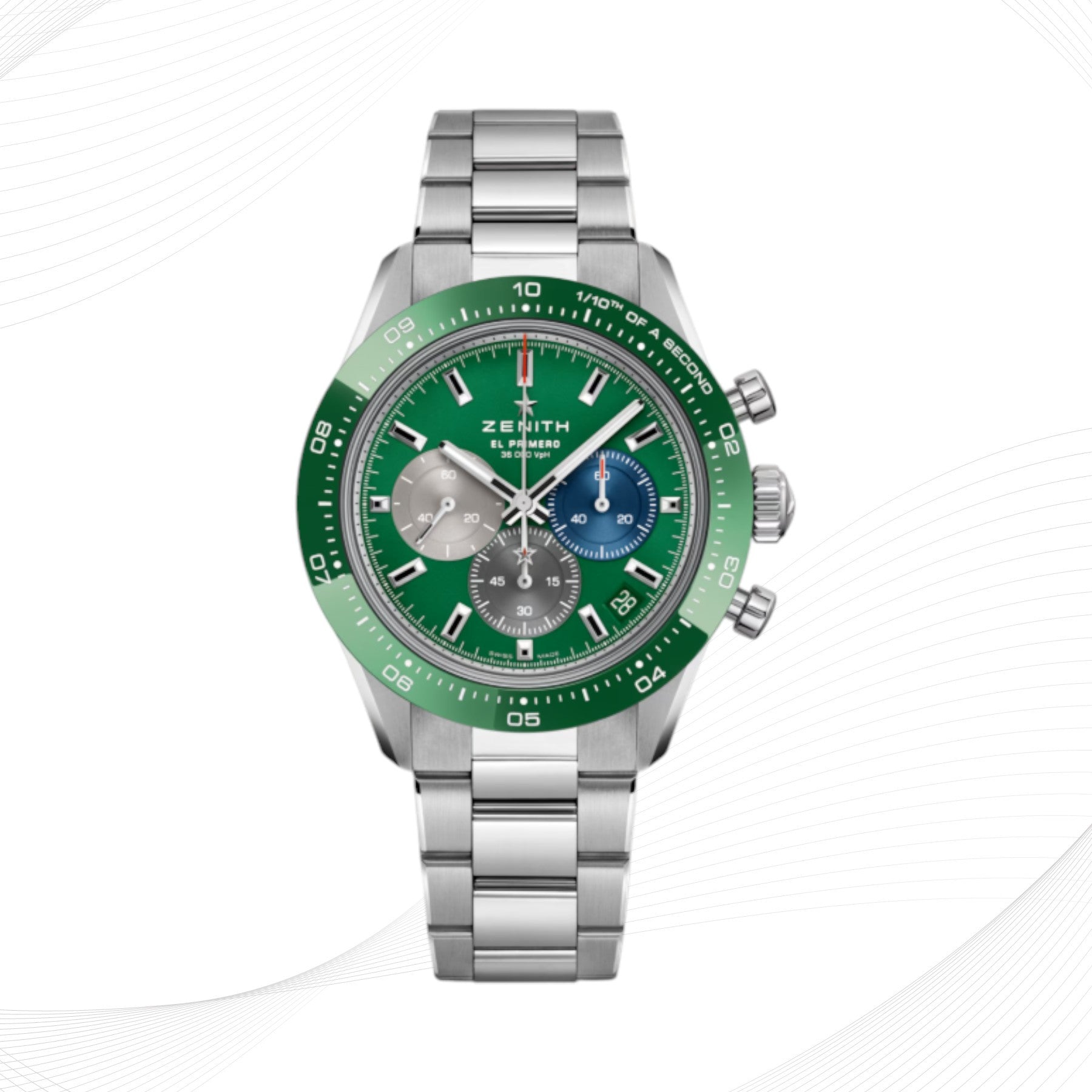 ZENITH Chronomaster Sport, green bezel, green dial, steel bracelet