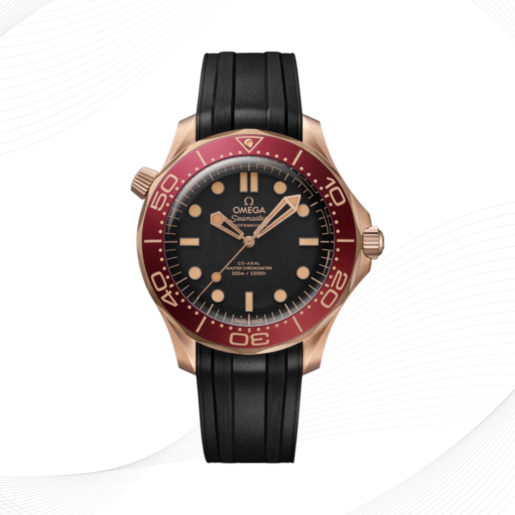 OMEGA Seamaster 300M, bronze gold on rubber strap