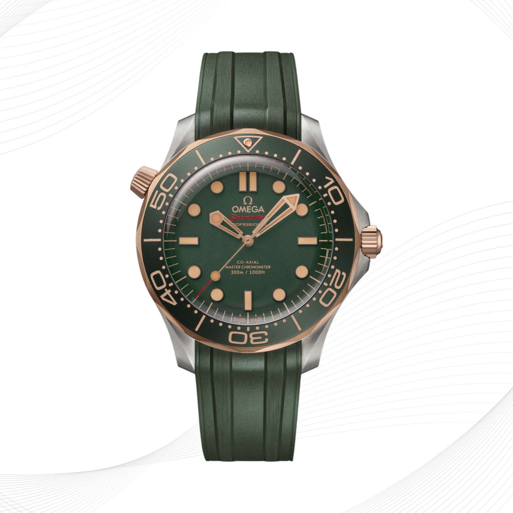 OMEGA Seamaster 300M, titanium, bronze gold on titanium, rubber strap