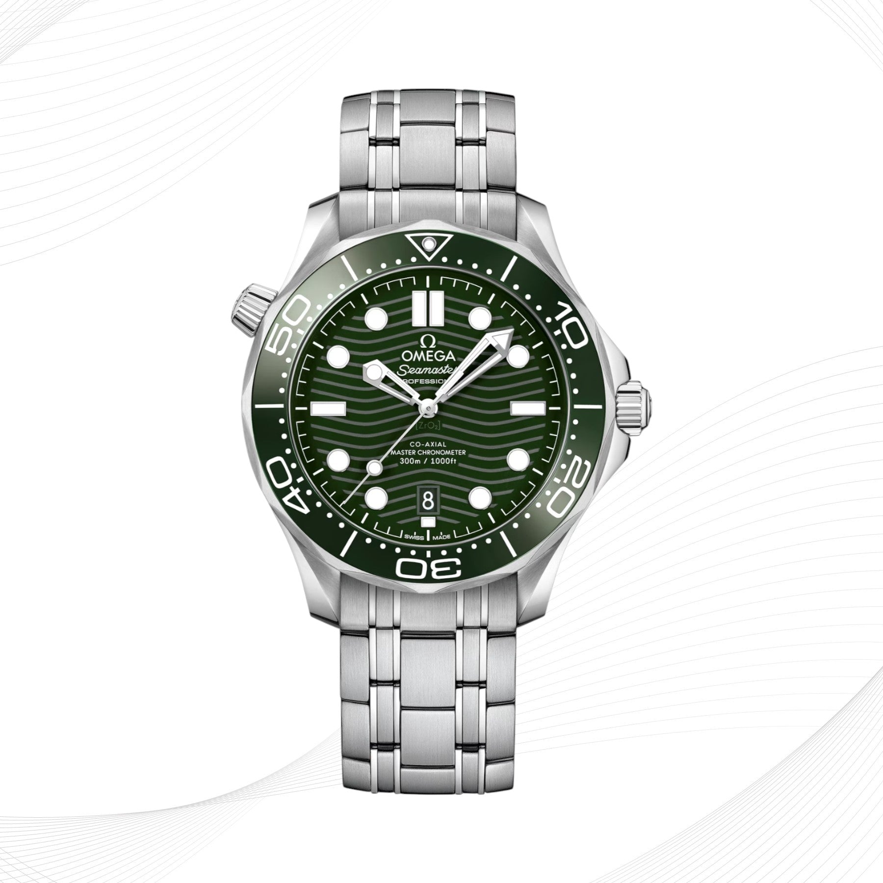 OMEGA Seamaster 300M, green, steel on steel bracelet