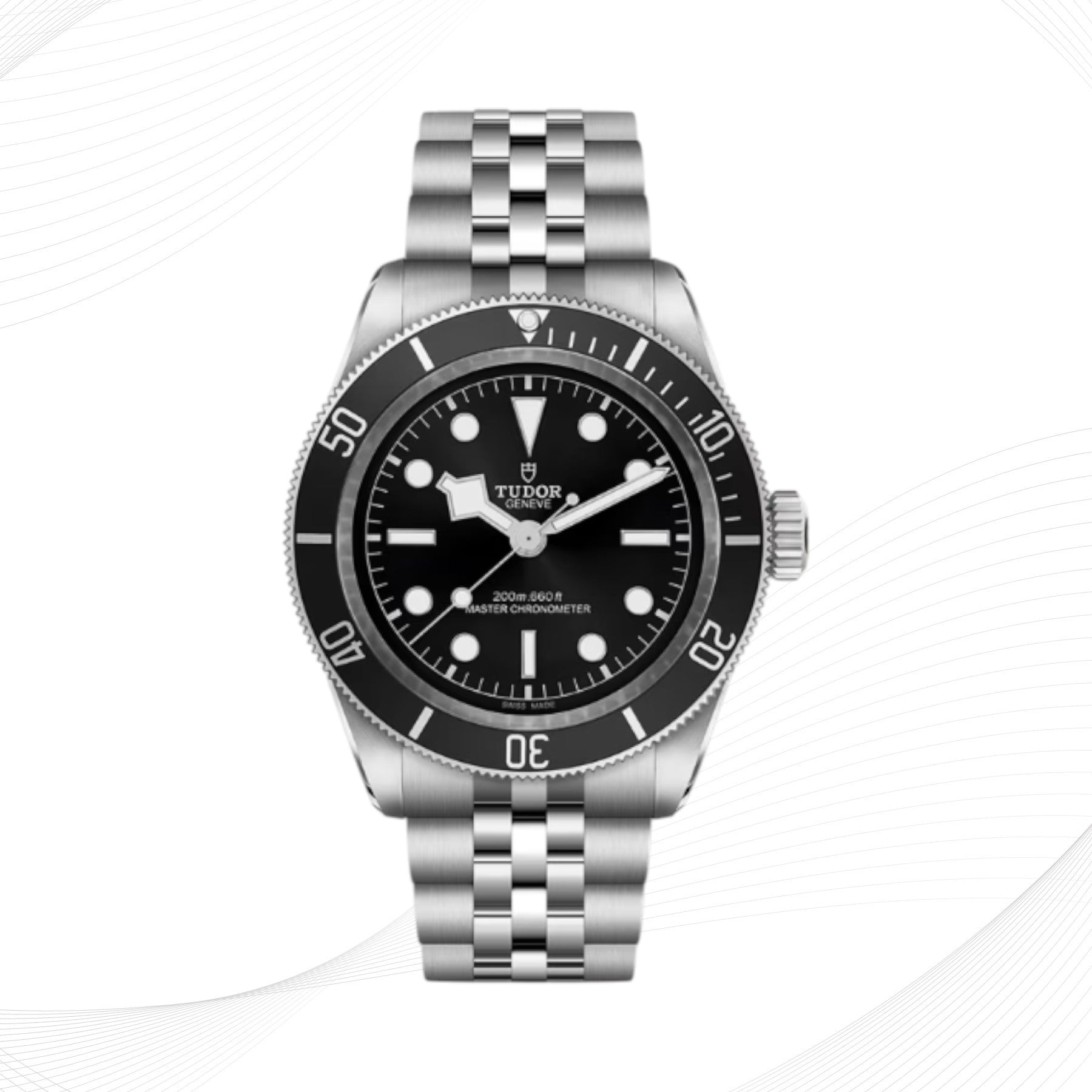 TUDOR Black Bay 41, black bezel, five-link stainless steel bracelet